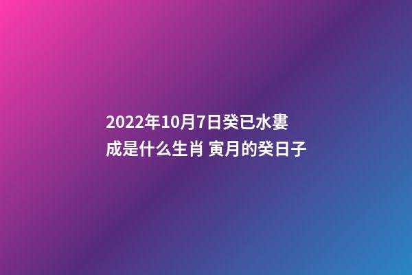 2022年10月7日癸已水婁成是什么生肖 寅月的癸日子-第1張-觀點-玄機派